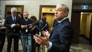 Minister of Finance and National Revenue François-Philippe Champagne holds a press conference in the House of Commons foyer on  Oct. 6, 2025. The Hill Times photograph by Andrew Meade