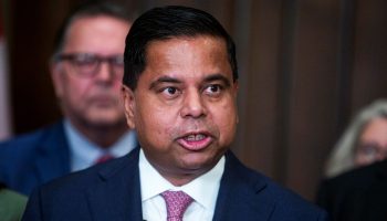 Minister of Public Safety Gary Anandasangaree holds a press conference in the House of Commons foyer on  Sept. 23, 2025, to speak about the next phase of the government’s gun buyback program. The Hill Times photograph by Andrew Meade