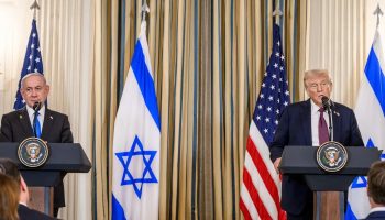 Israel's Prime Minister Benjamin Netanyahu, left, and U.S. President   Donald Trump hold a joint press conference in the White House on Sept. 29, to announce Trump's 20-point Gaza peace plan.